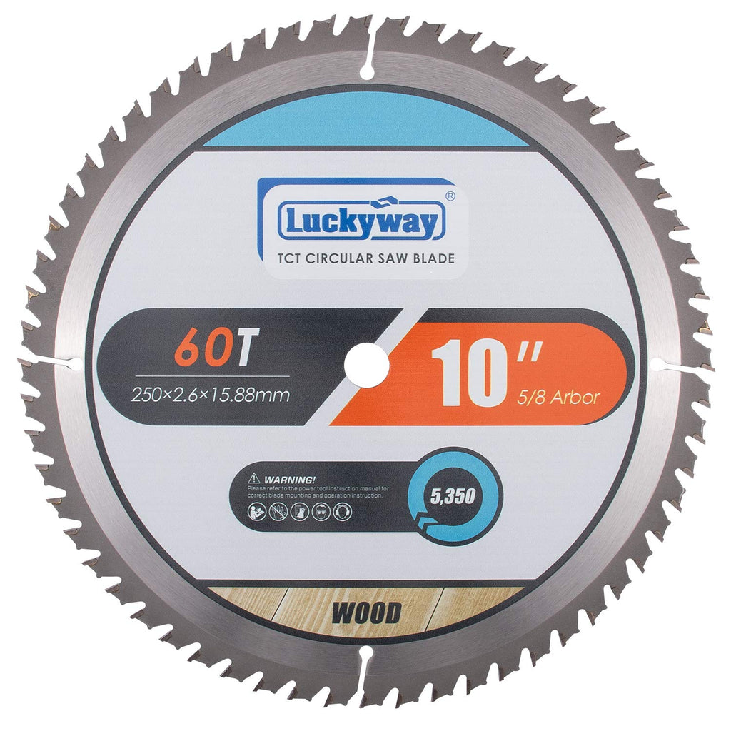 10 Inch Table/Miter Saw Blade 60T Fine Finish with 5/8 Inch Arbor TCT (Tungsten Carbide Tipped) Saw Blade for Cutting