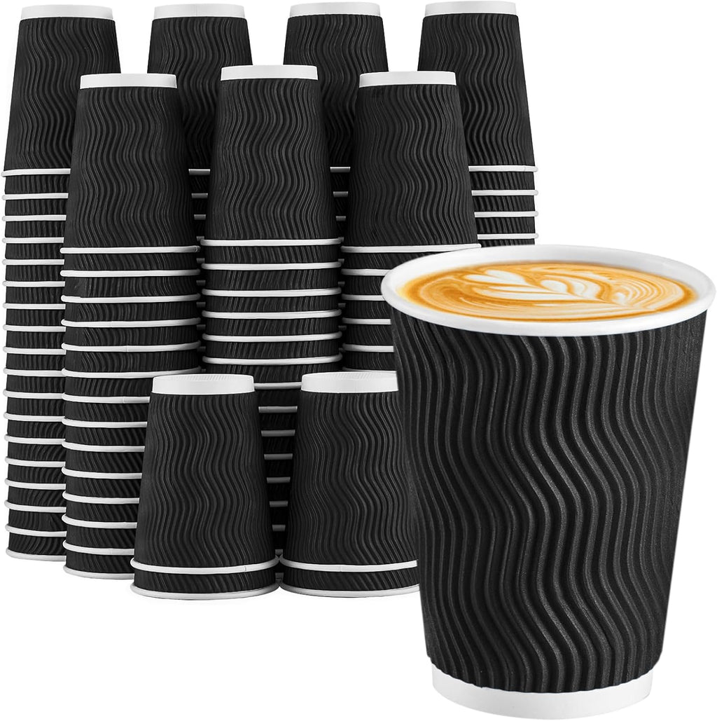 100 Pack Coffee Cups 12 oz, Disposable Paper Coffee Cups No Lids