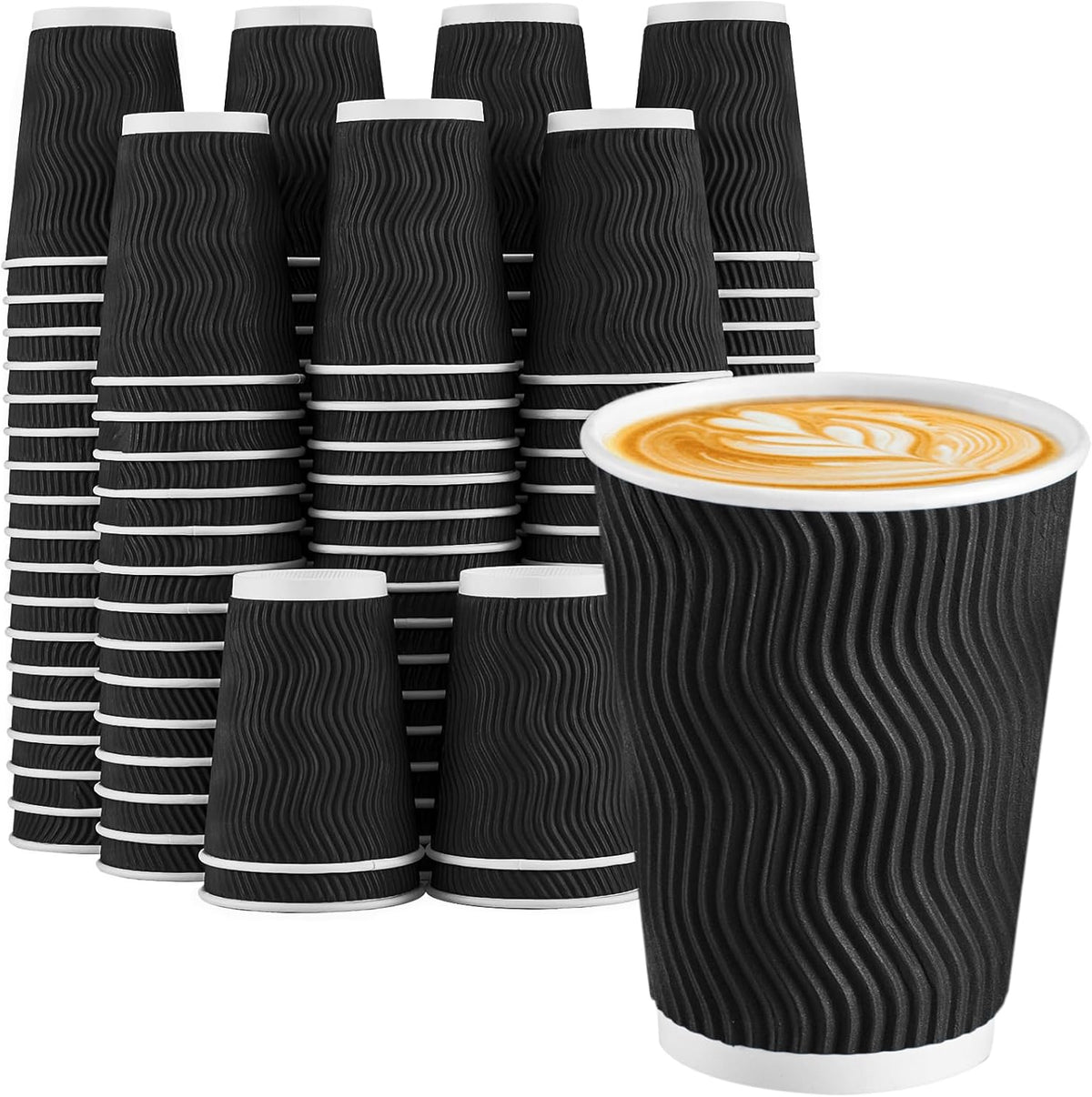 100 Pack Coffee Cups 12 oz, Disposable Paper Coffee Cups No Lids