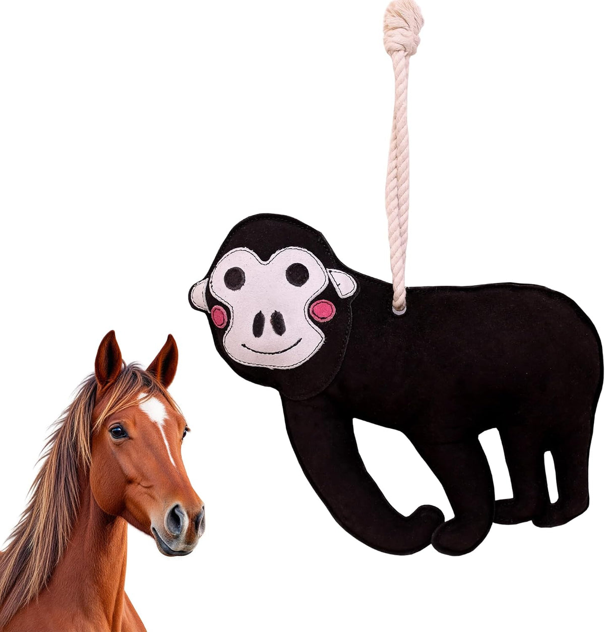 StallBuddy Horse Stall Toy, Enrichment Toy for Boredom Relief, Genuine Suede Leather Hanging Horse Toy T1