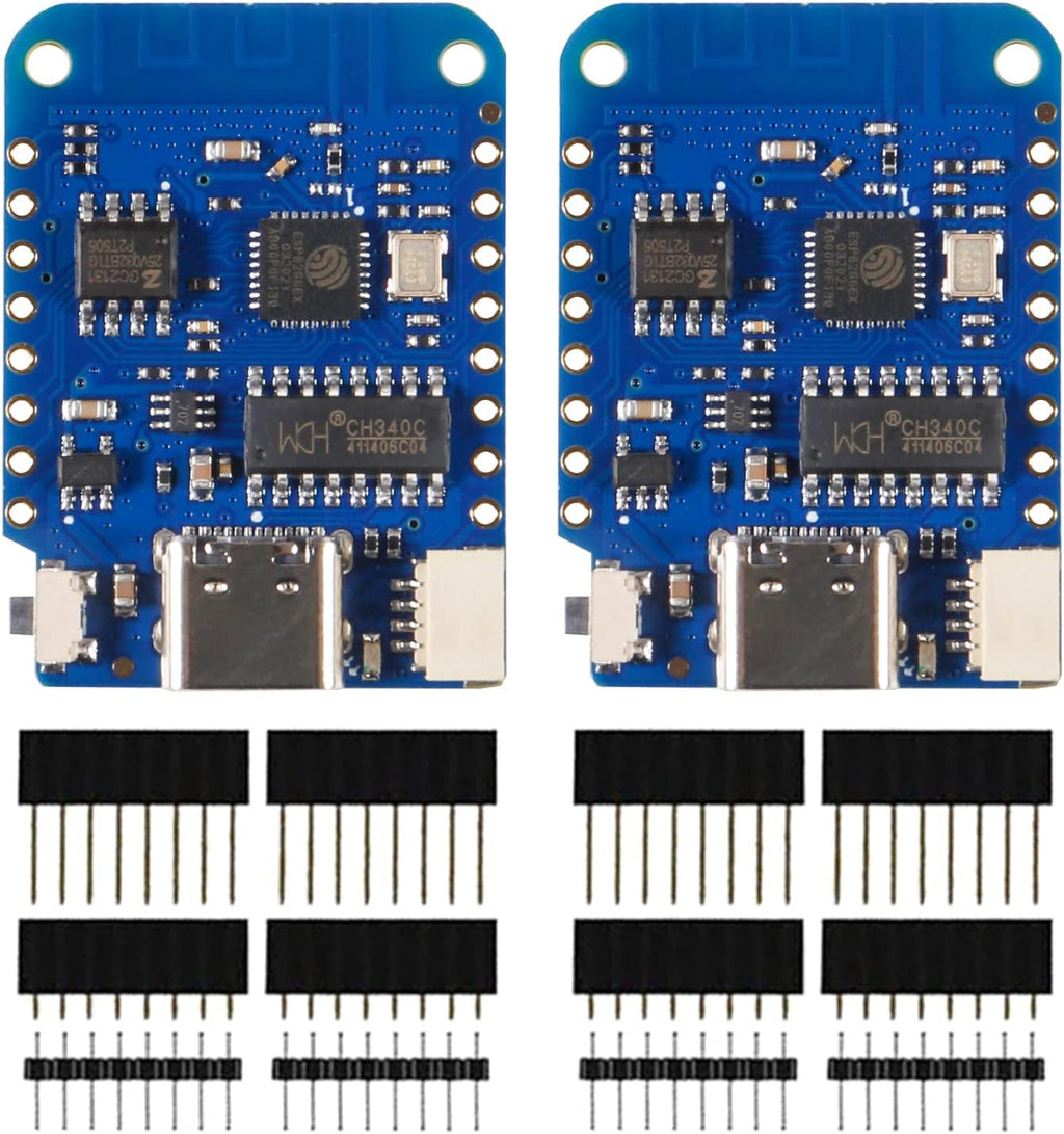 2pcs for WEMOS D1 Mini V4.0.0 Type-C USB WiFi Internet of Things Board Based ESP8266 4MB Compatible for Arduino MicroPython Nodemcu