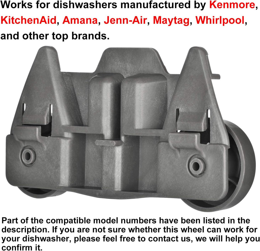 4-Pack W10195416 Dishwasher Wheels Replacement for Kitchen-Aid Whirlpool Maytag Kenmore JennAir Amana, Ultra Durable Lower Dishrack Wheels, Replace Part Number 4245021 PS11722152 W10195416V