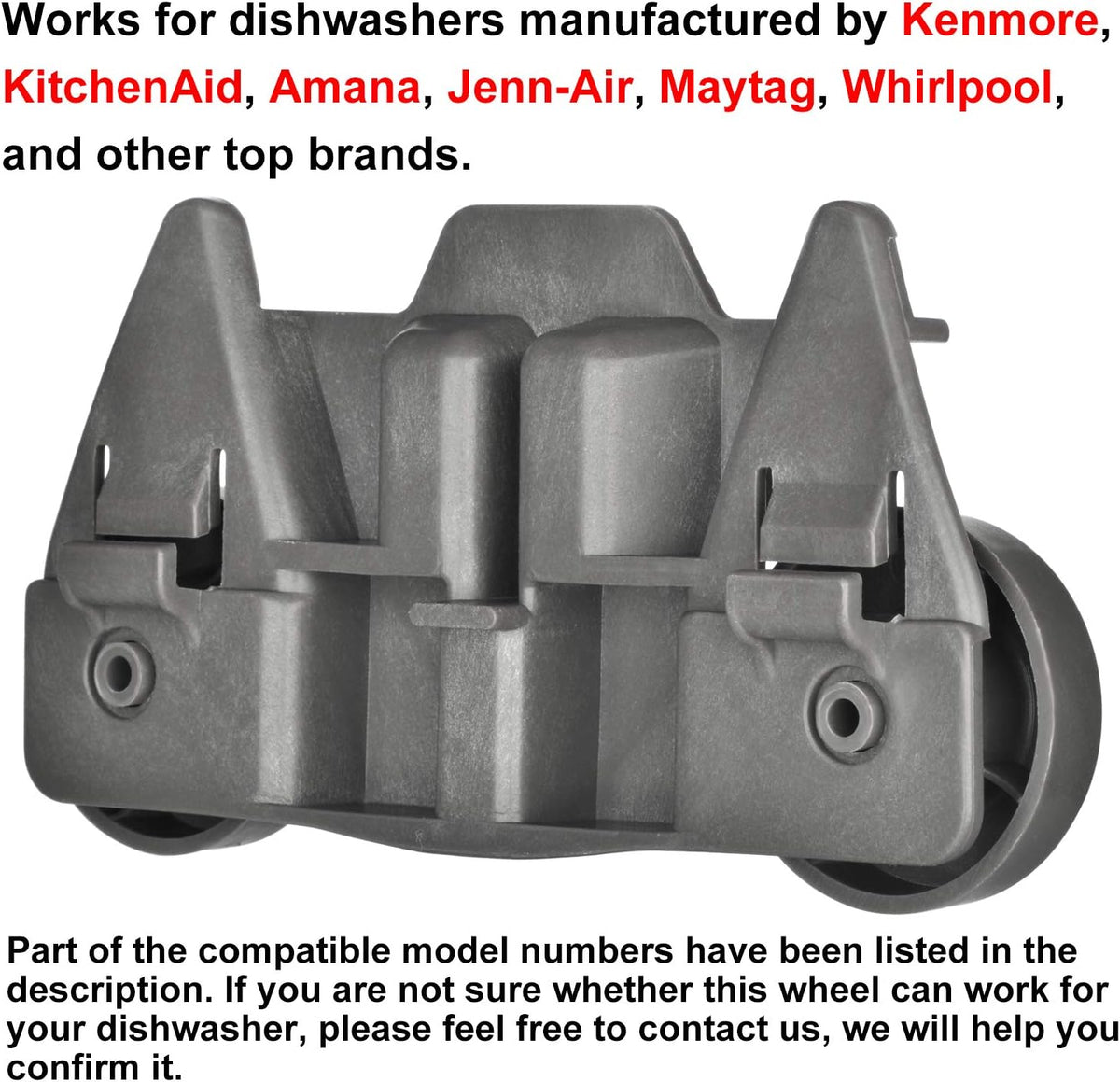 4-Pack W10195416 Dishwasher Wheels Replacement for Kitchen-Aid Whirlpool Maytag Kenmore JennAir Amana, Ultra Durable Lower Dishrack Wheels, Replace Part Number 4245021 PS11722152 W10195416V