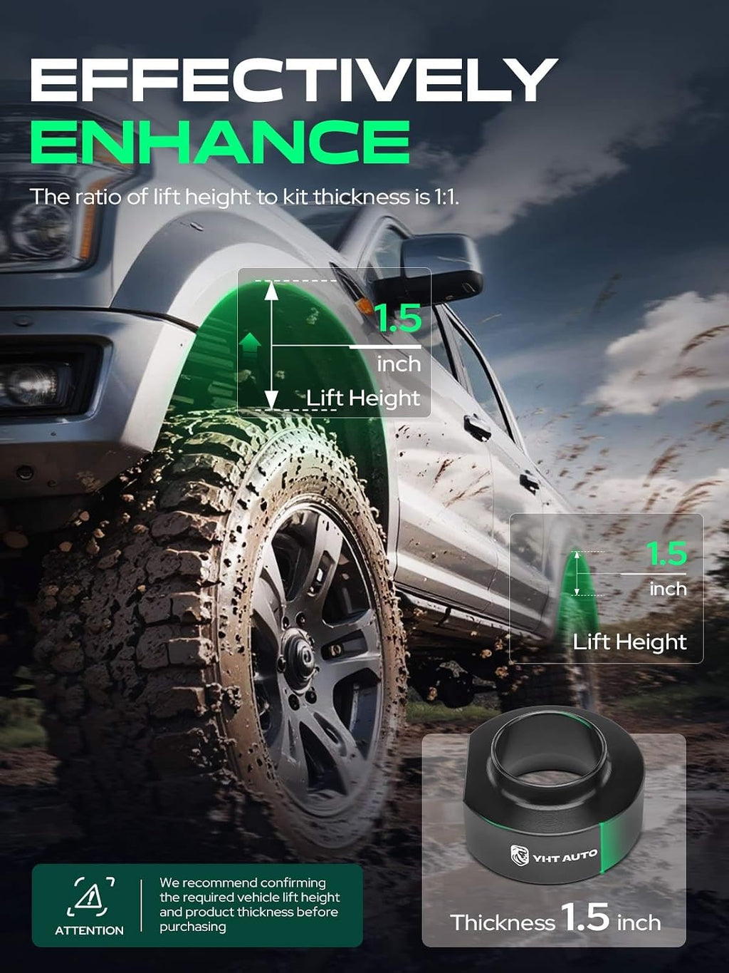 YHTAUTO 1.5 Inch Front or Rear Leveling Lift Kit for Jeep