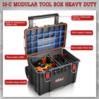 3 Tier Rolling Tool Box Heavy Duty, Stackable Tool Box with Wheels
