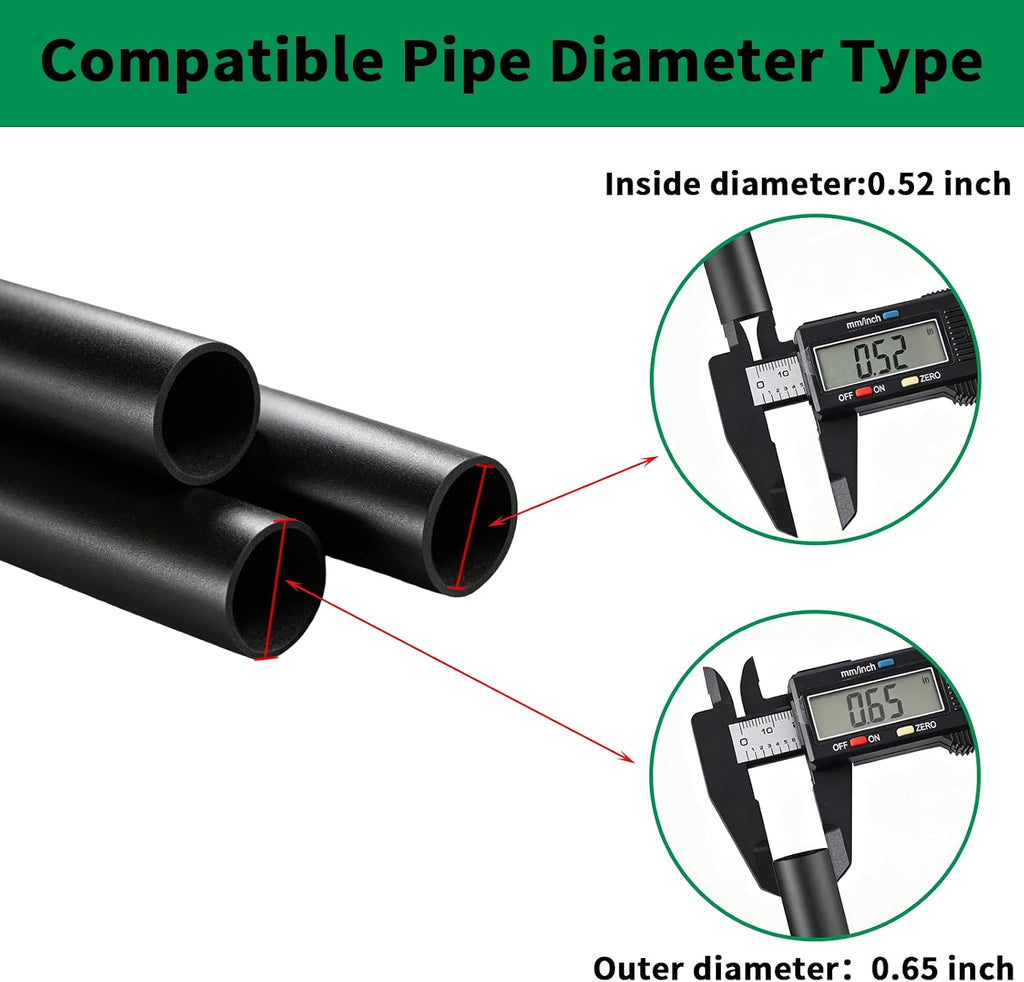 15 Pack 1/2 Inch Irrigation Tubing Couplers, Barbed Connectors Compatible with 1/2" ID 0.60-0.65" OD Thin-Wall Drip Line, Anti-Leak Lock Nut Fittings for Greenhouse, Lawn & Raised Bed Watering