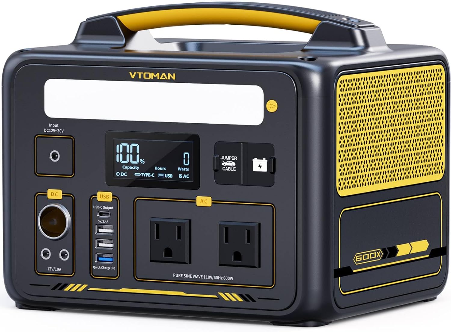 Jump 600X Portable Power Station 600W, 299Wh Solar Generator LiFePO4 Battery Power Station with Jump Start for Car