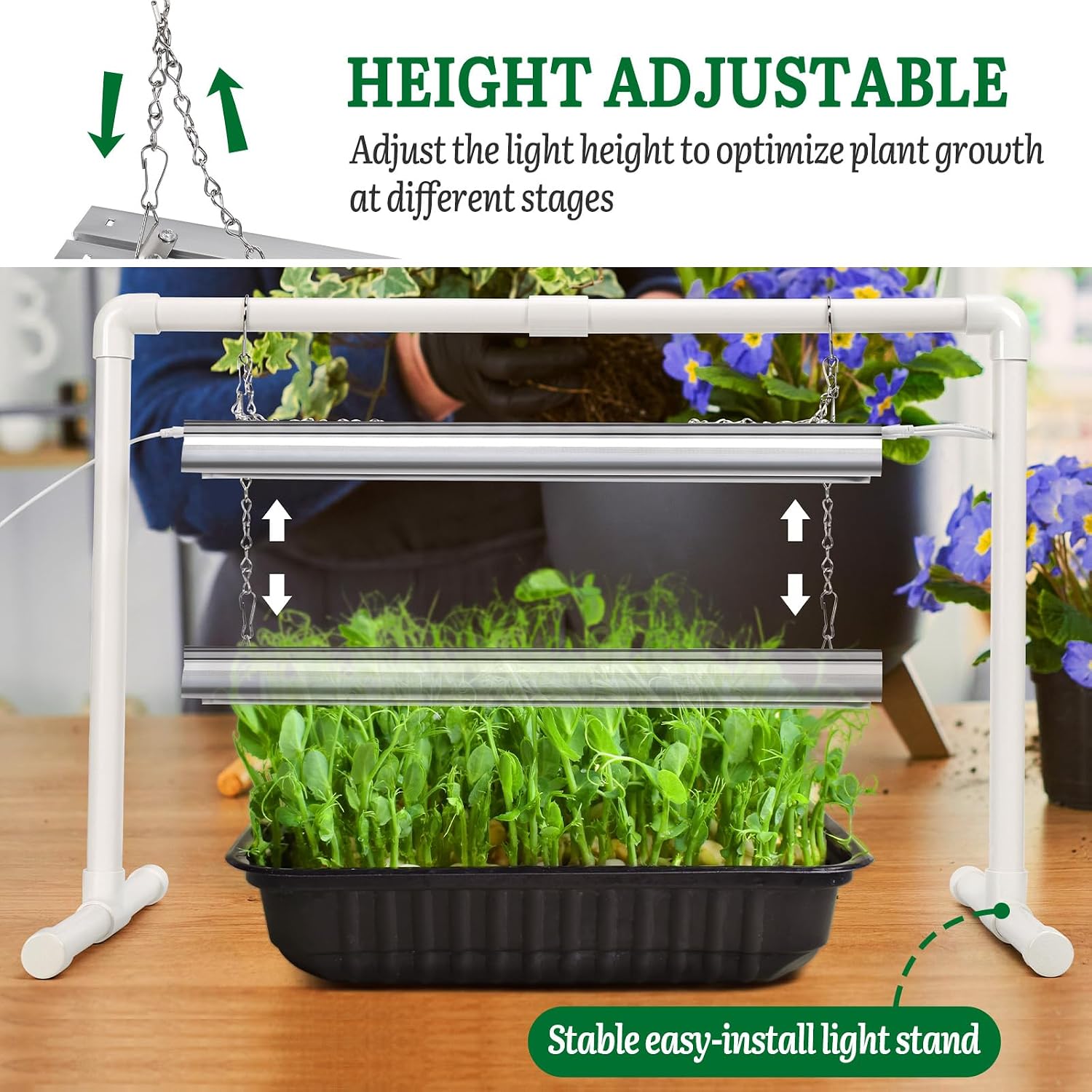 1020 Size Seed Starter Kit with Grow Light and Heat Mat | 7" Humidity Dome, 6x12 Cell Seed Starter Tray