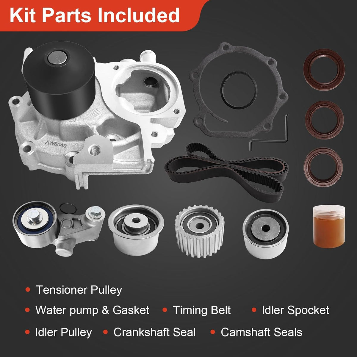 Timing Belt Kit with Water Pump Compatible with 2.5L Subaru