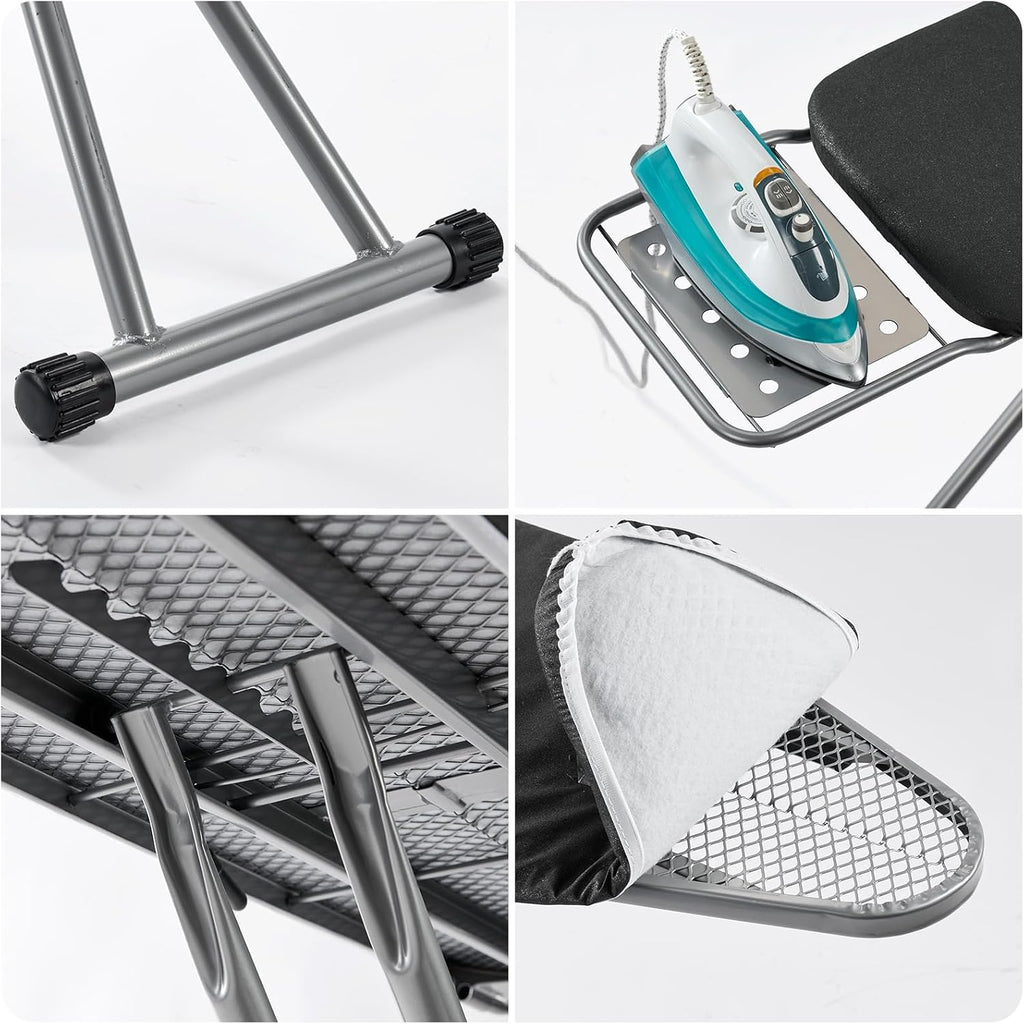 Full Size Ironing Board, Sturdy Frame, Heat Resistant Cover, Iron Rest | Stable Steel Construction, Wide Ironing
