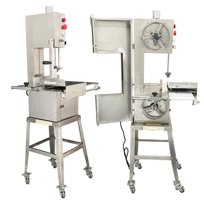 Commercial Electric Bone Saw Machine, 110V Stainless Steel Frozen Meat Cutter with Clean Device & Safety Protection