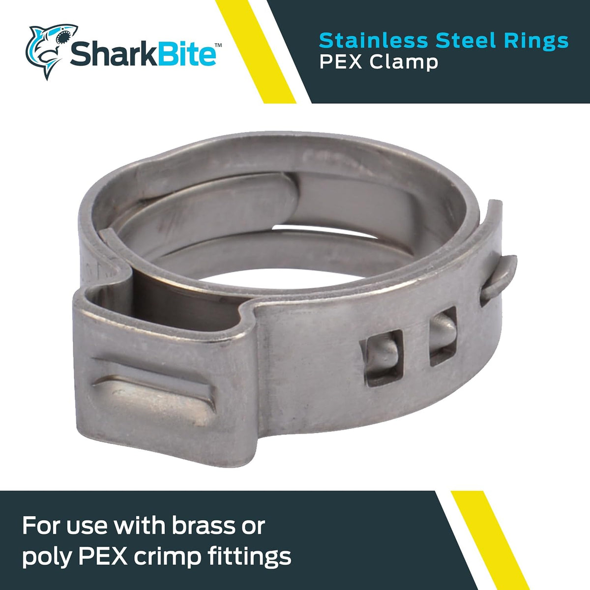 SharkBite 1/2 Inch Clamp Ring, Stainless Steel Plumbing Fitting, PEX Pipe, PE-RT, UC953A