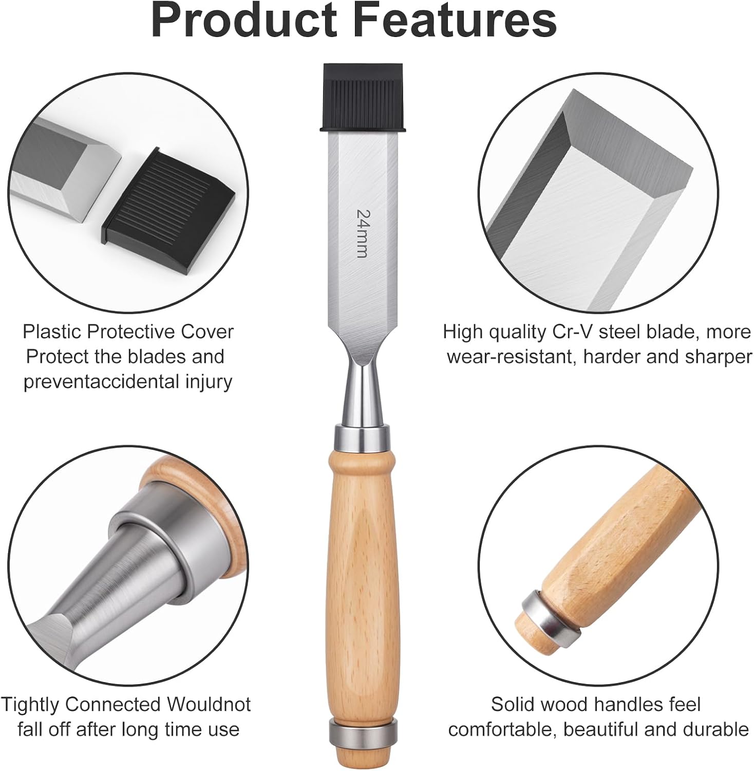 4 Piece Wood Chisel, Wood Woodworking Tools Set, Bevel Edge Chisels Sets | Wood Chisel Set Suitable for Mortising Can