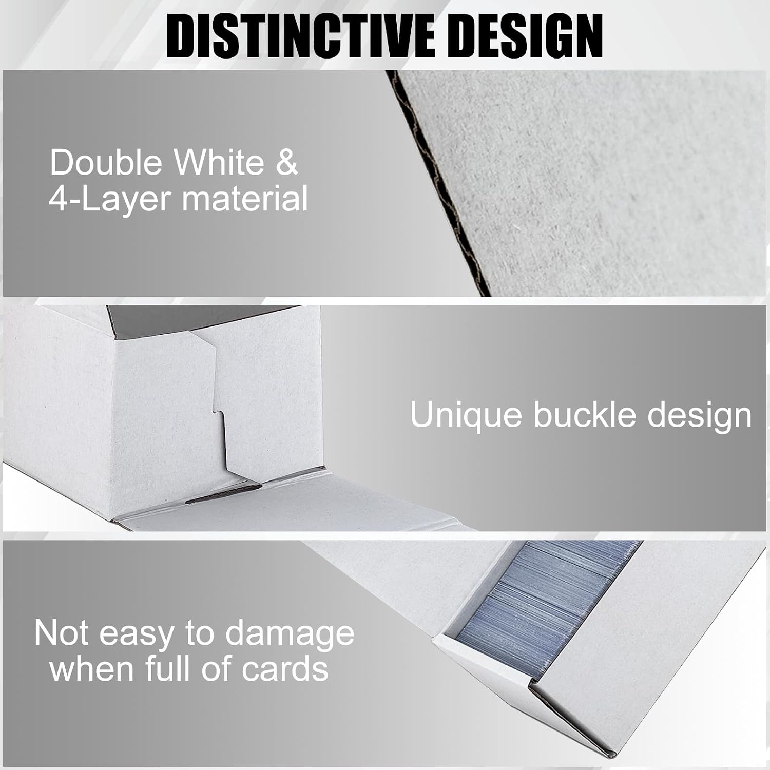 Trading Card Storage Box, 3-Pack 1100 Count White Corrugated Cardboard Box | Bulk Sports Storage Box for