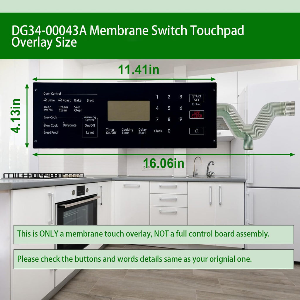 DG34-00043A Membrane Switch Touchpad Overlay Compatible with Samsung Ranges