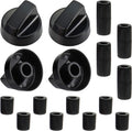 4 Pack Black Universal Control Knobs with 12 Adapters - Compatible for Oven Stove Range - Universal Stove Knobs