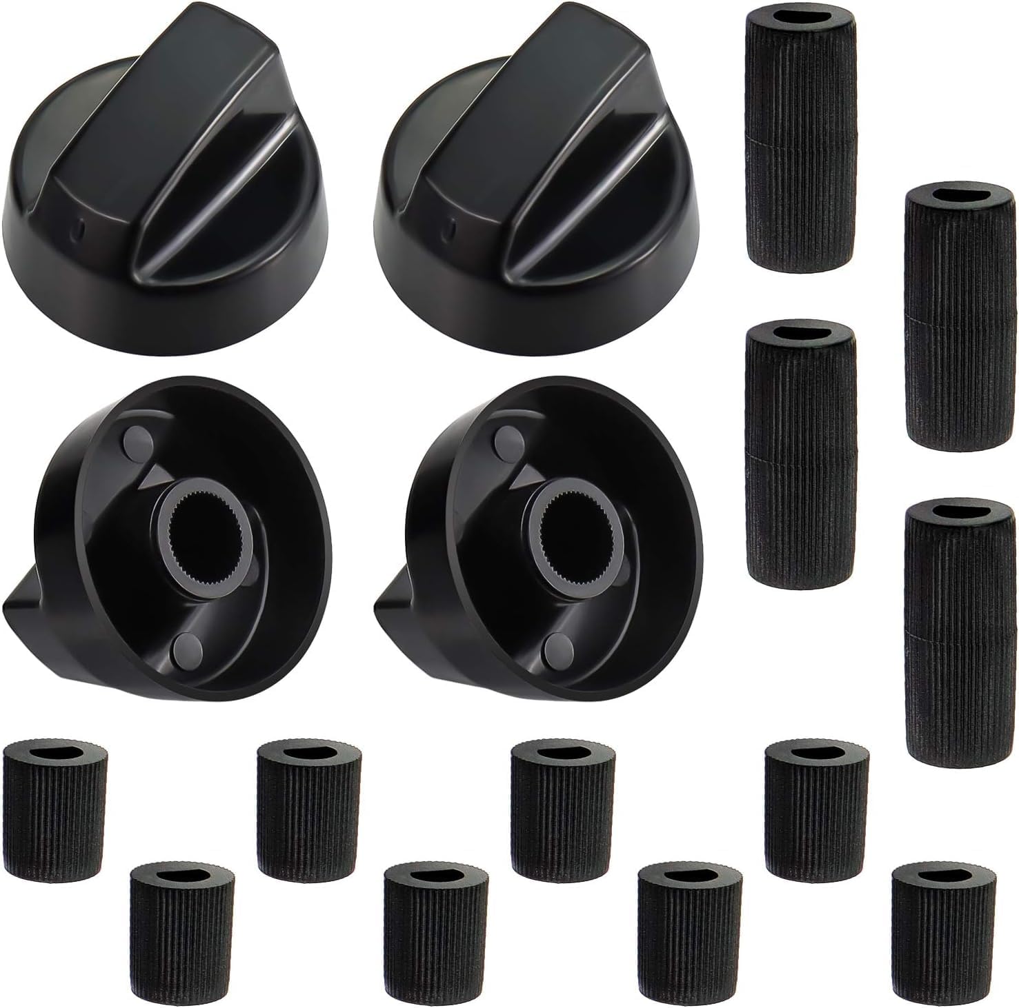 4 Pack Black Universal Control Knobs with 12 Adapters - Compatible for Oven Stove Range - Universal Stove Knobs
