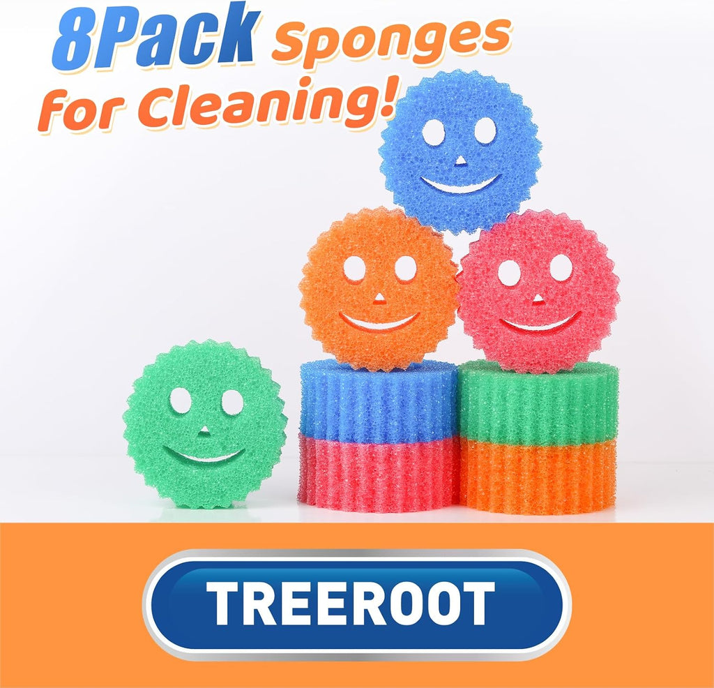 8 Pack Colorful Smile Scrub Sponges, Temperature Controlled
