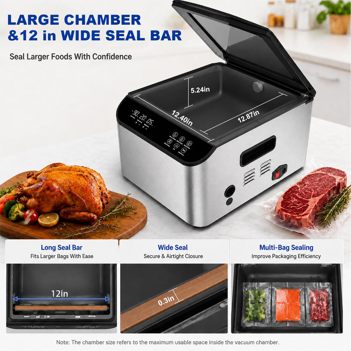 Auto-Lock Chamber Vacuum Sealer Machine with 12" Seal Bar
