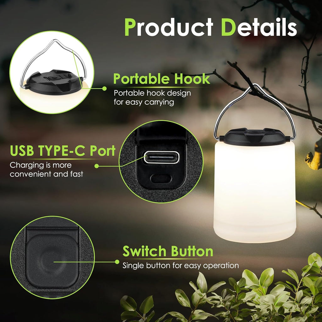 LED Camping Lantern, Rechargeable Camping Light, 4 Modes Outdoor Flashlights Lanterns with 1000LM, Water Resistant