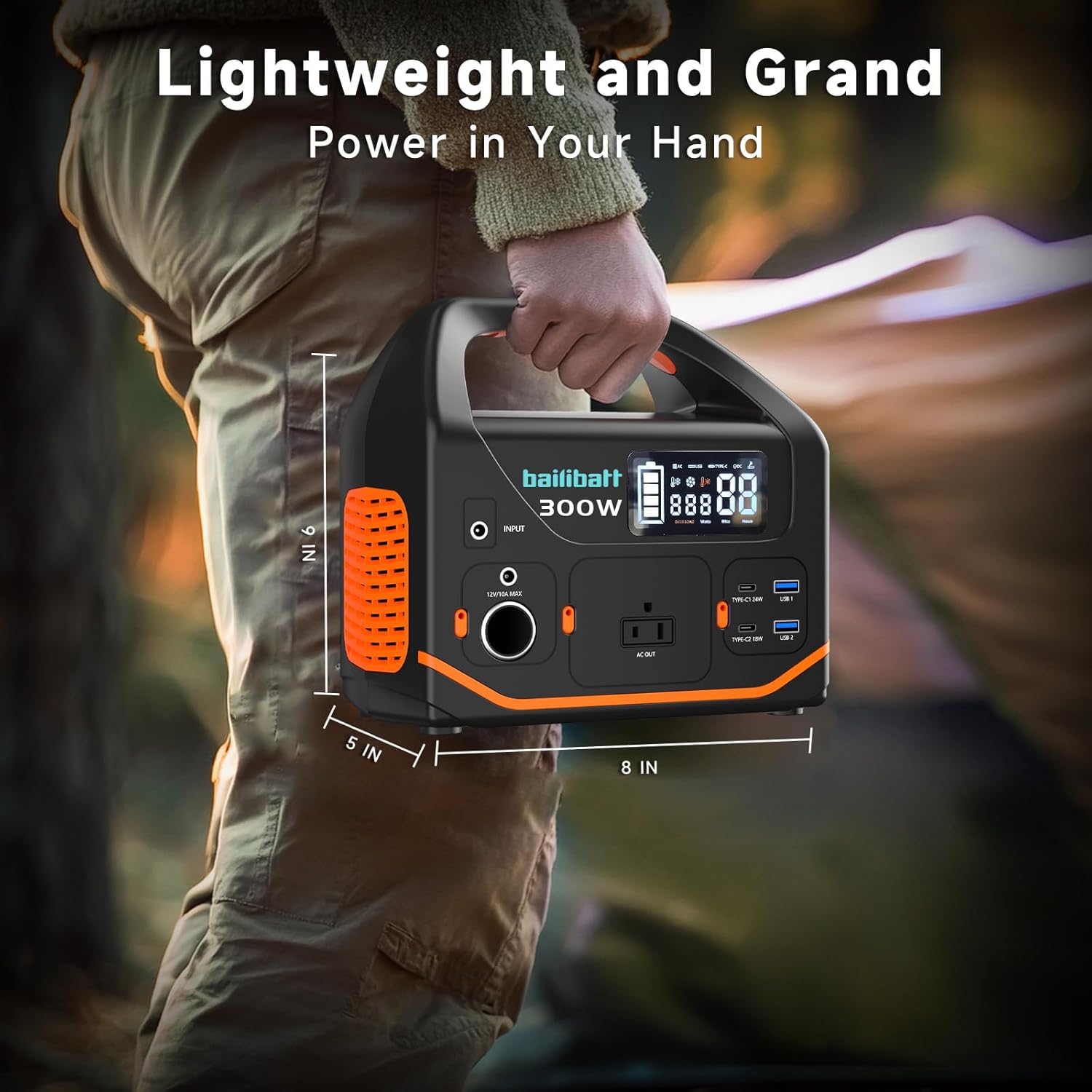 300W Portable Power Station, 266Wh Solar Generator with 7 Outputs & Dual USB-C PD (24W+18W), 110V Pure Sine Wave AC