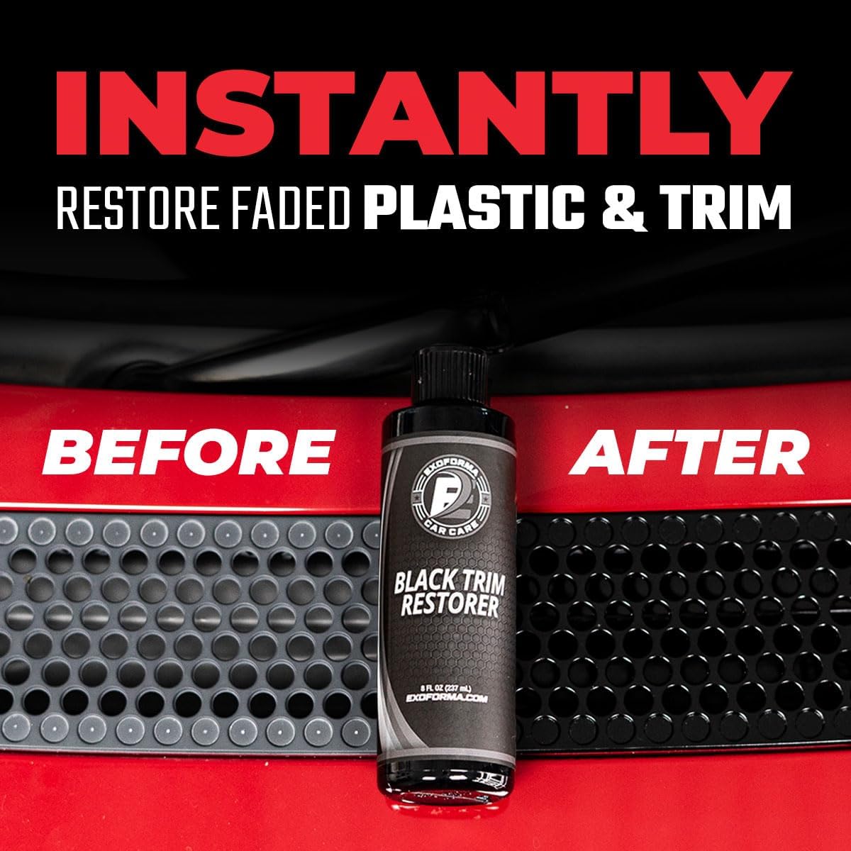 Black Trim Restorer - Lasts 6+ Months, Dye Infused Waterproof Plastic Restorer for Cars - Perfect for Faded Bumpers