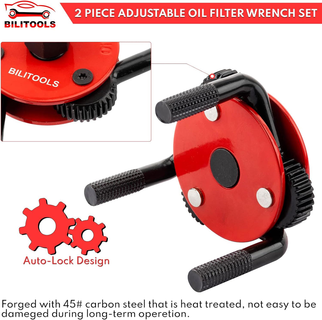 Universal Adjustable 3-Jaw Oil Filter Wrench, 1/2-Inch Drive | Heavy-Duty Oil Filter Removal Tool, Fits 2-1/2 to