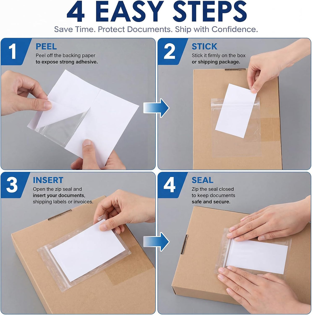 250 Pcs 4.5" x 5.5" Resealable Packing List Envelopes Self-Adhesive