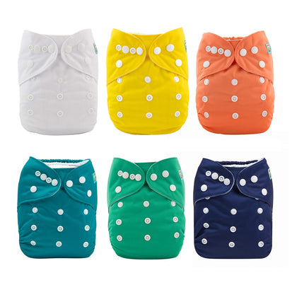 BABY 6 Pack Cloth Diaper with 12 Inserts One Size Adjustable Washable Reusable Diaper Cover for Baby Girls and Boys