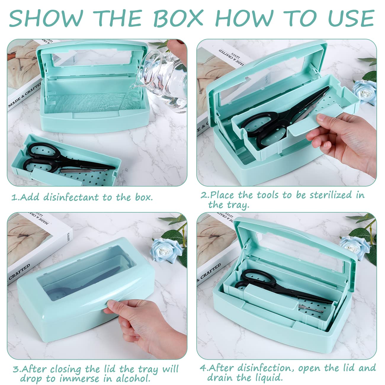 Barbicide Disinfectant Box Nail Art Tools Sanitizing Tray Disinfectant Container Nail Tool Sterilizer Box Plastic