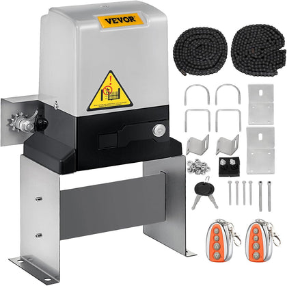 Vevor Automatic Sliding Gate Opener 1400LBS with 2 Remote Controls, Gate Operator Hardware Kit for Security, Move