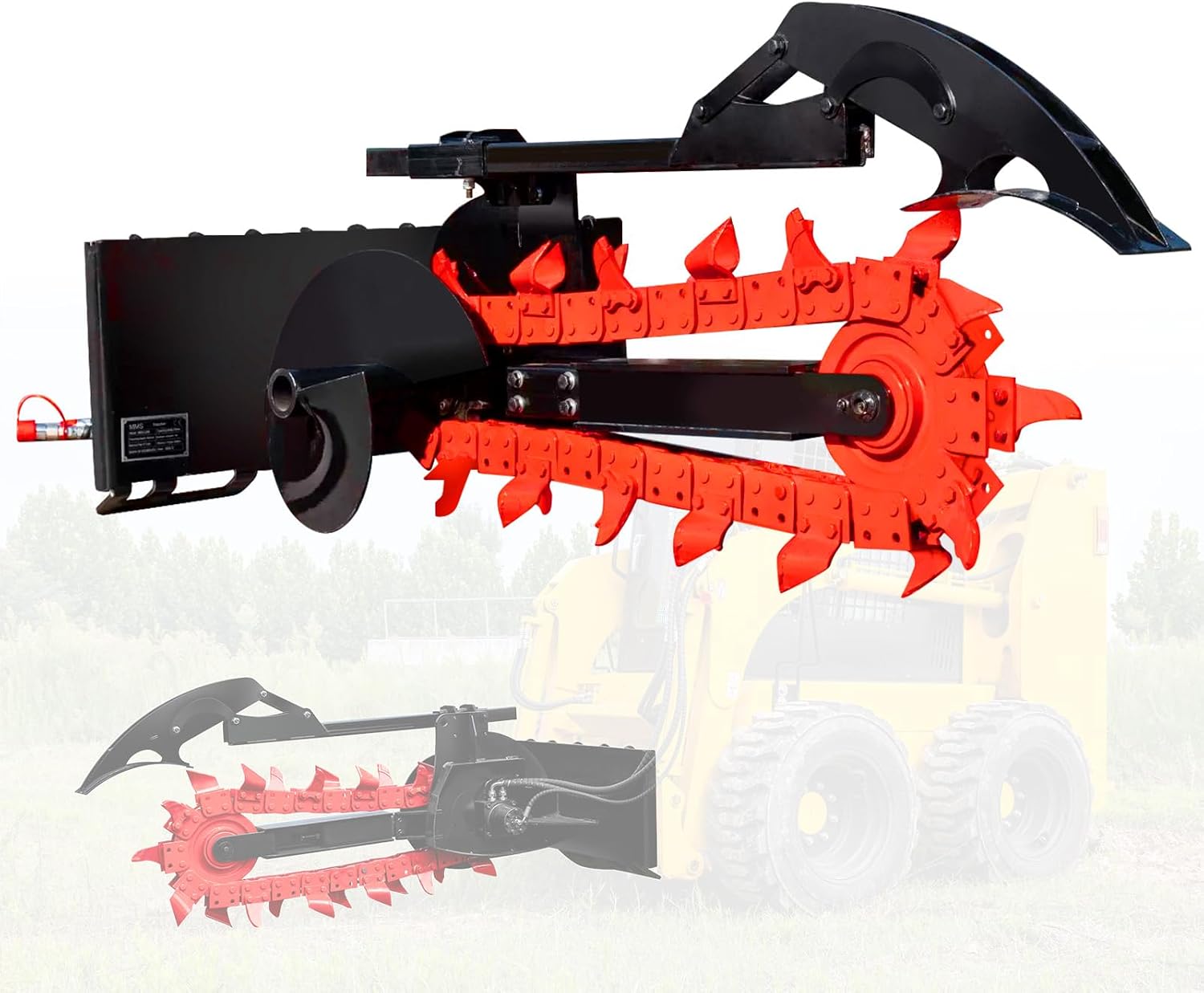 Skid Steer Trencher Attachment, 37"Trenching Depth, Compatible with Bobcat and Most Skid Steer Loaders
