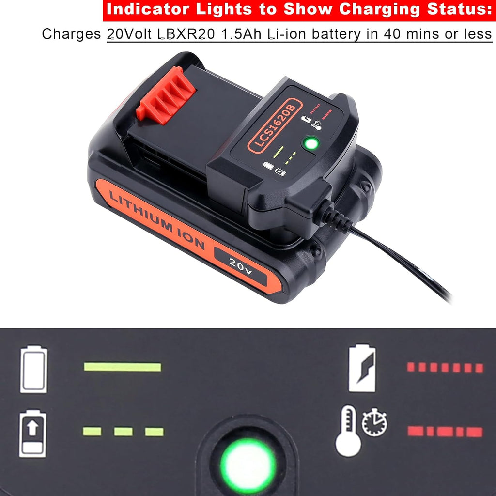 LCS1620B Compatible with Black and Decker 20V MAX Lithium Battery Charger