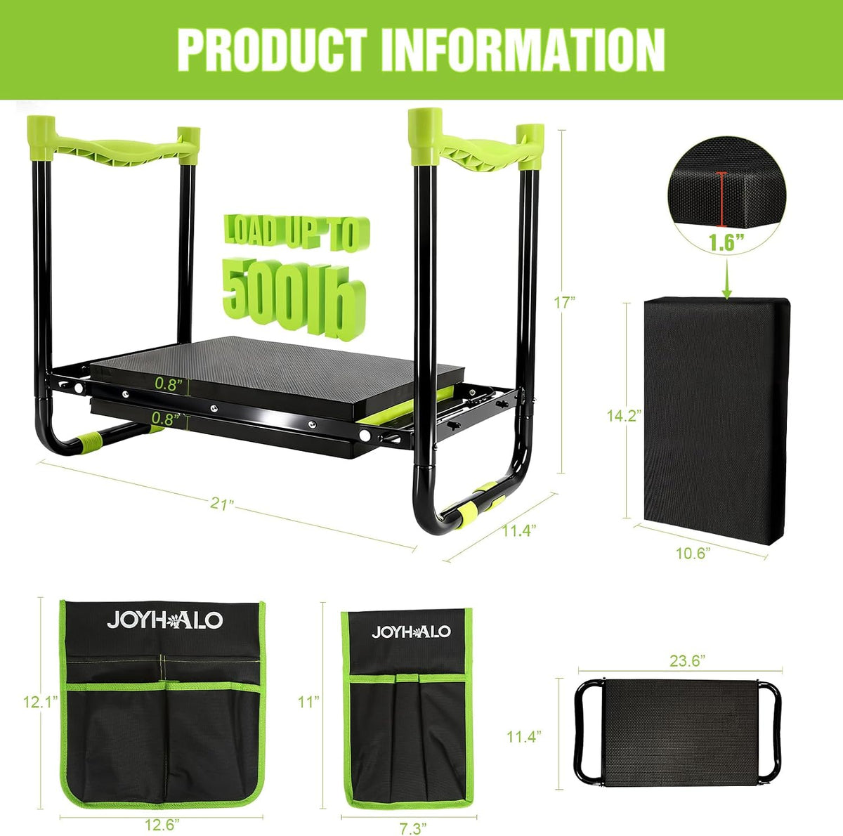 10.9in Wide Foldable Garden Kneeler and Seat, Heavy Duty with Thick Pad