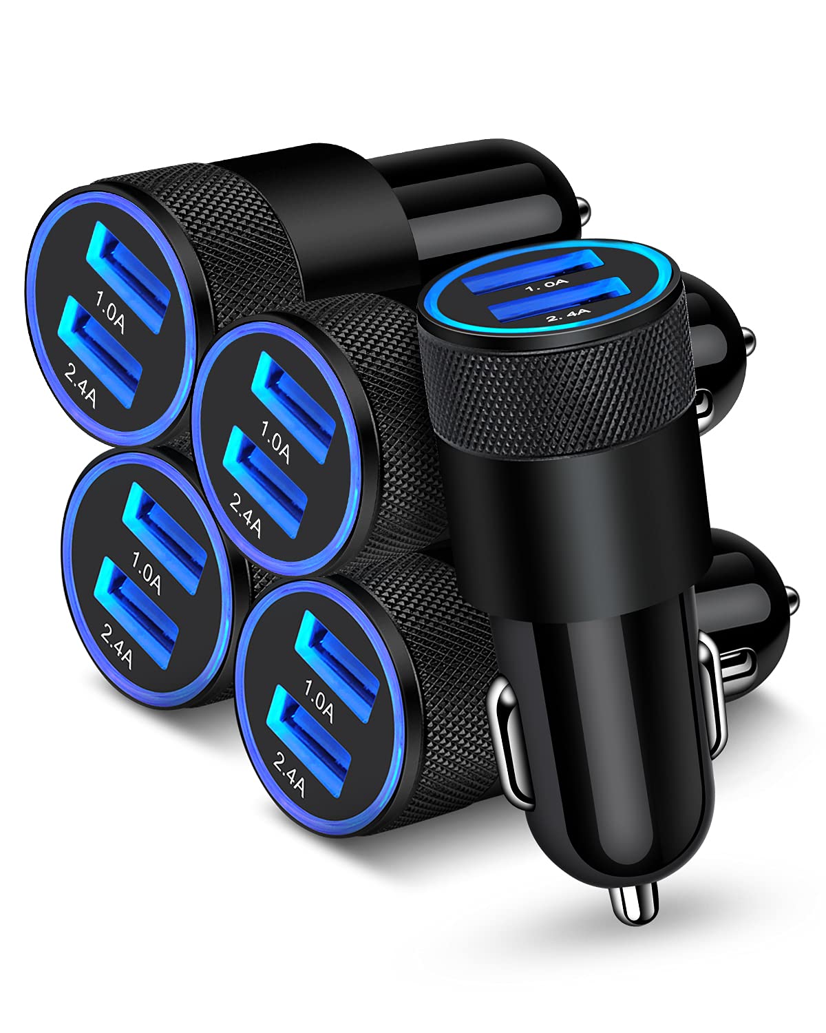 [5pcs] Car Charger Adapter, USB Multi Port Cigarette Lighter Fast Charging Power Block Plug for iPhone 17 16 15 14 13