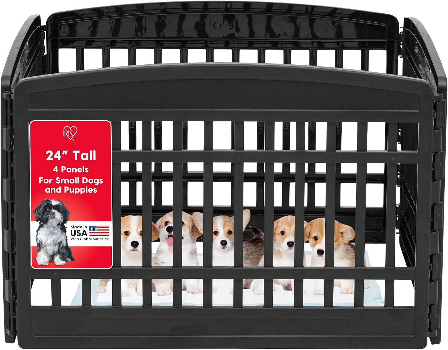 Dog Playpen 24" 4-Panel Puppy Playpen, 35 x 35 x 24, Dog Playpen, Dog Play Pen Indoors, Pet Fence, Puppies/Small