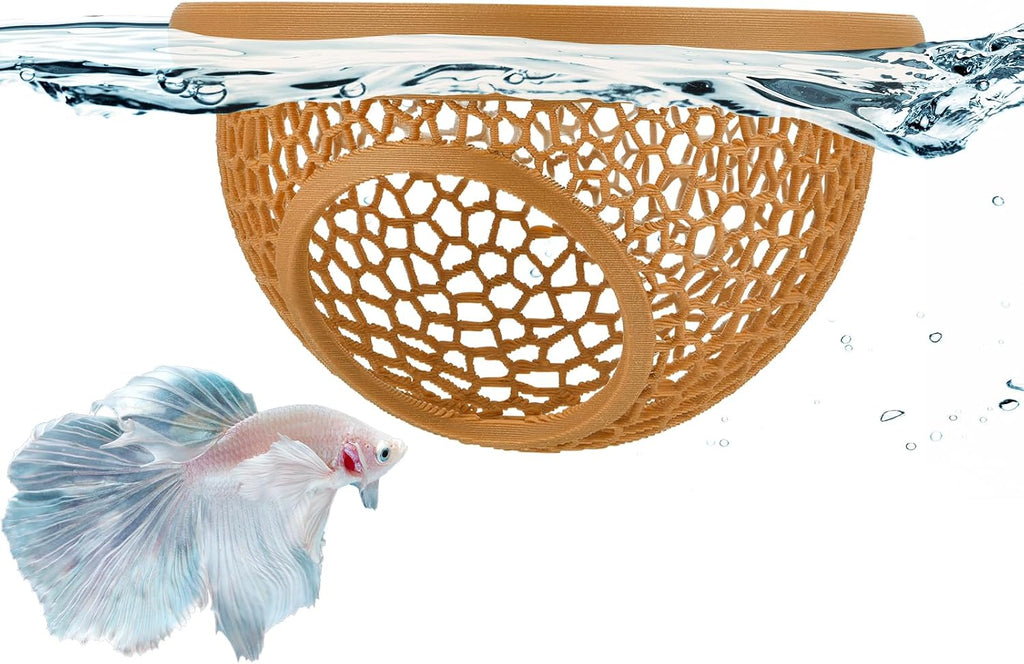 Floating Betta Hide & Shrimp Cave – 3D Printed Aquarium Hammock, Feeder & Rest Spot – Floating Betta Log & Cave Decor