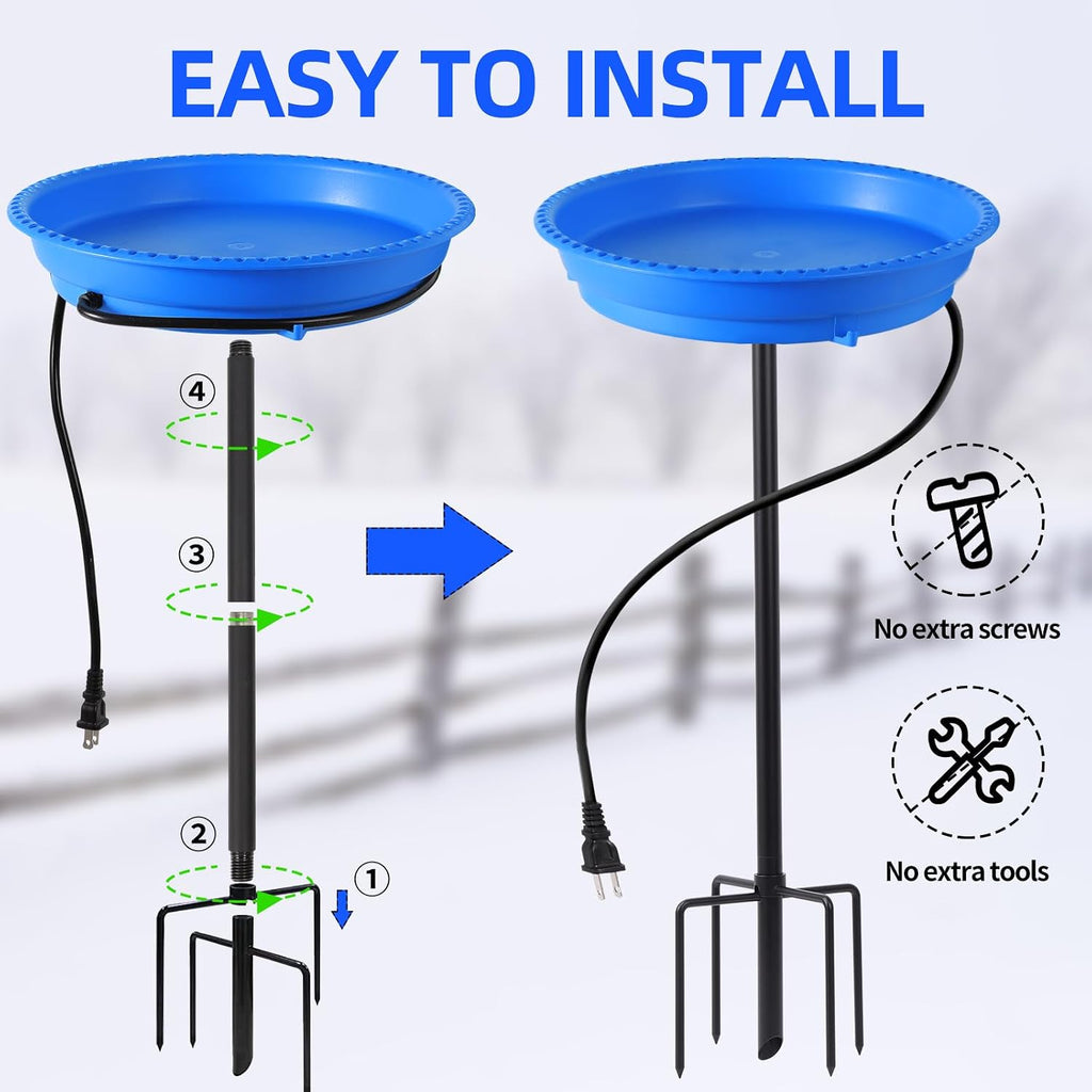 Heated Bird Bath for Outdoors for Winter, 75W Bird Bath Water Heater Bird Bath Deicer,Deep Bowl Thermostatic Control