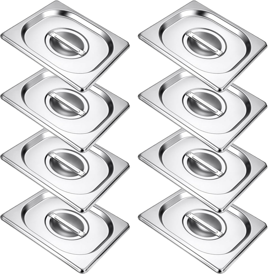 8 Pcs 1/6 Sixth Size Stainless Steel Hotel Steam Table Pan Lids