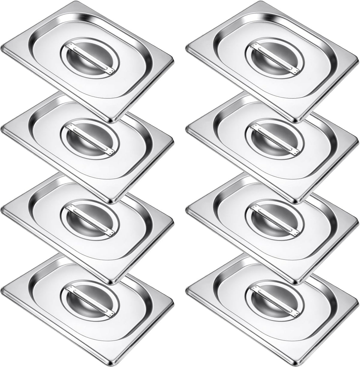 8 Pcs 1/6 Sixth Size Stainless Steel Hotel Steam Table Pan Lids