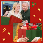 100 Pcs Christmas Gift Bags Red Green Kraft, 16 x 12 x 6 Inch