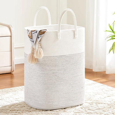 Cotton Rope Laundry Basket,Woven Clothes Hamper for Nursery,40L