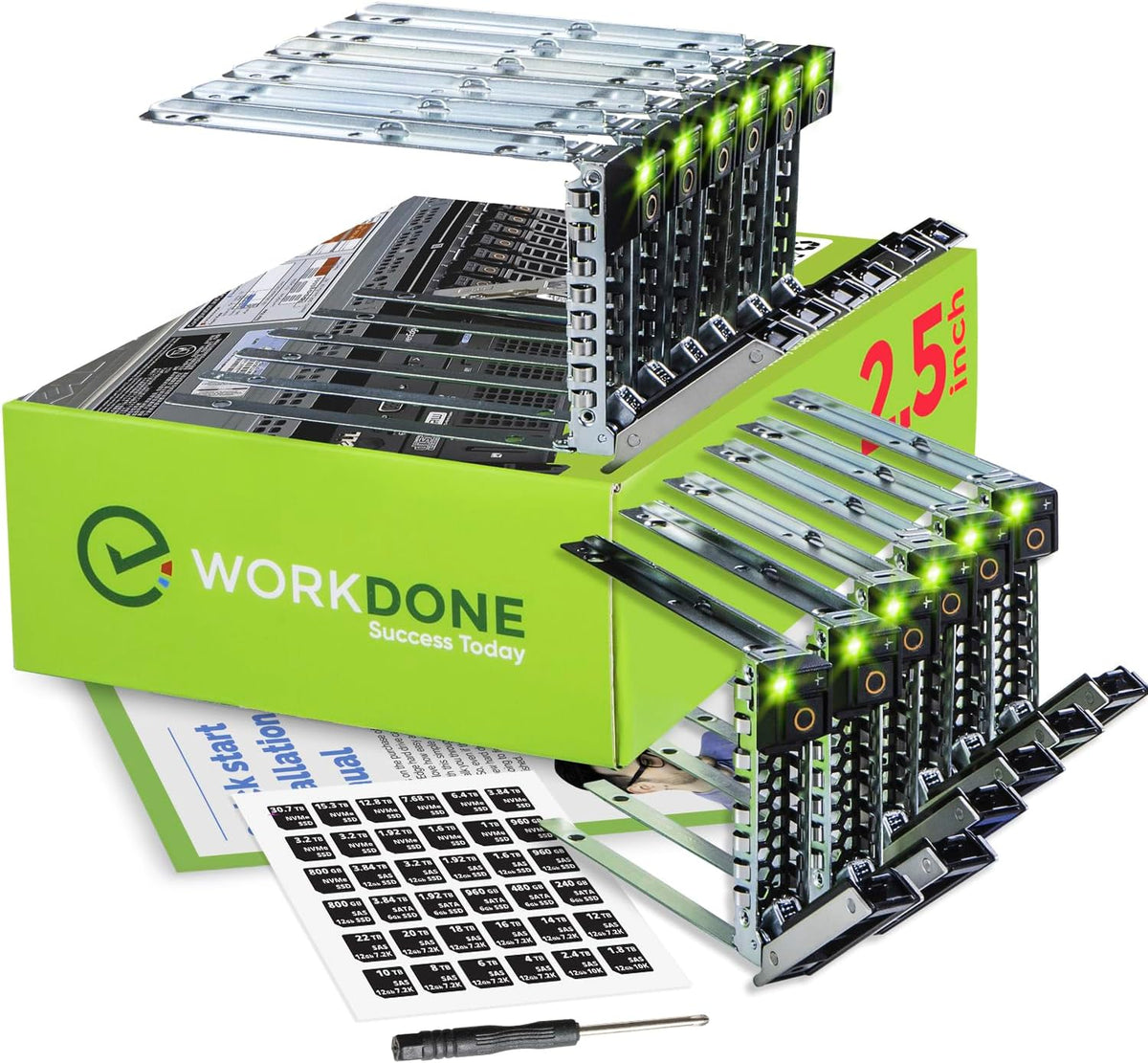 WORKDONE 12-Pack 2.5" SFF Caddy - fits Dell PowerEdge 17-14th Gen DXD9H