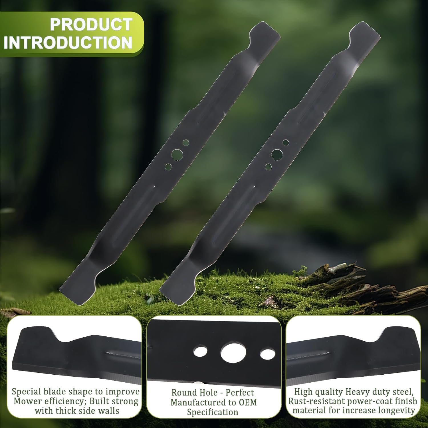 AB4200D Mower Blade Set Compatible with EGGO Power+ 42”Z6 Zero Turn Riding Mower Models ZT4204L, 2 Pack 21 Inch Mulch