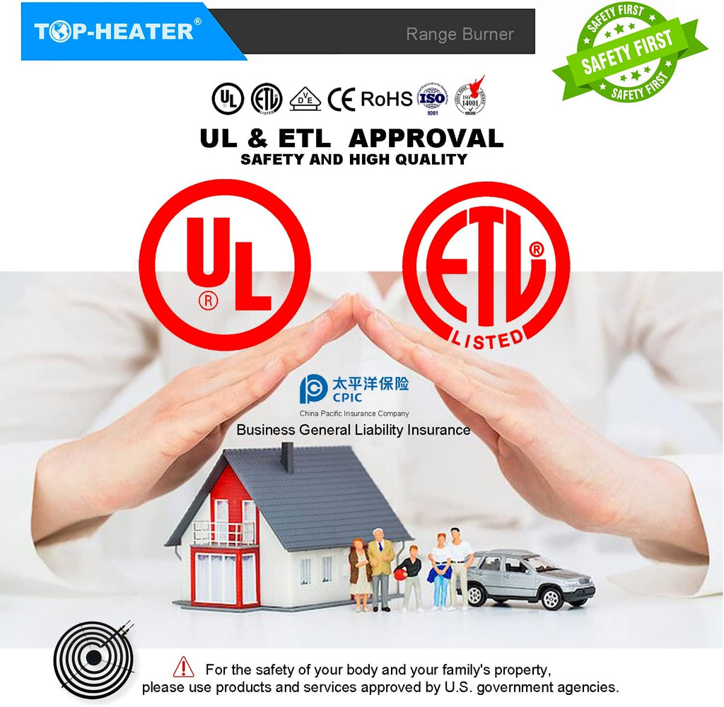 MP15YA Electric Stove Burner Element, 6 Inch 1500W, 2 Pack