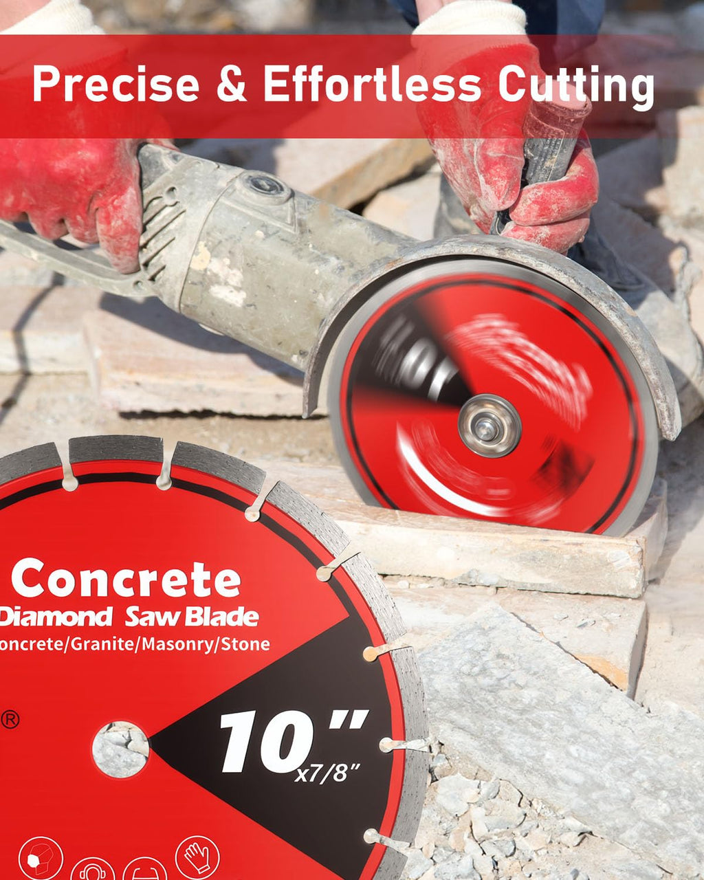 Diamond Blade for Grinder, Diamond Cutting Wheel for Angle Grinder,1/4" Segment Width, 7/8"-5/8" Arbor for Dry/Wet