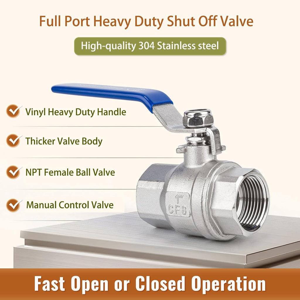 1-1/2 inch Ball Valve 2 Pack Full Port Female NPT Thread Shut Off Valve