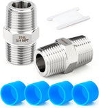 TAISHER 2PCS Forging of 316L Stainless Steel Hex Nipple, 3/4" NPT Male Pipe Fitting