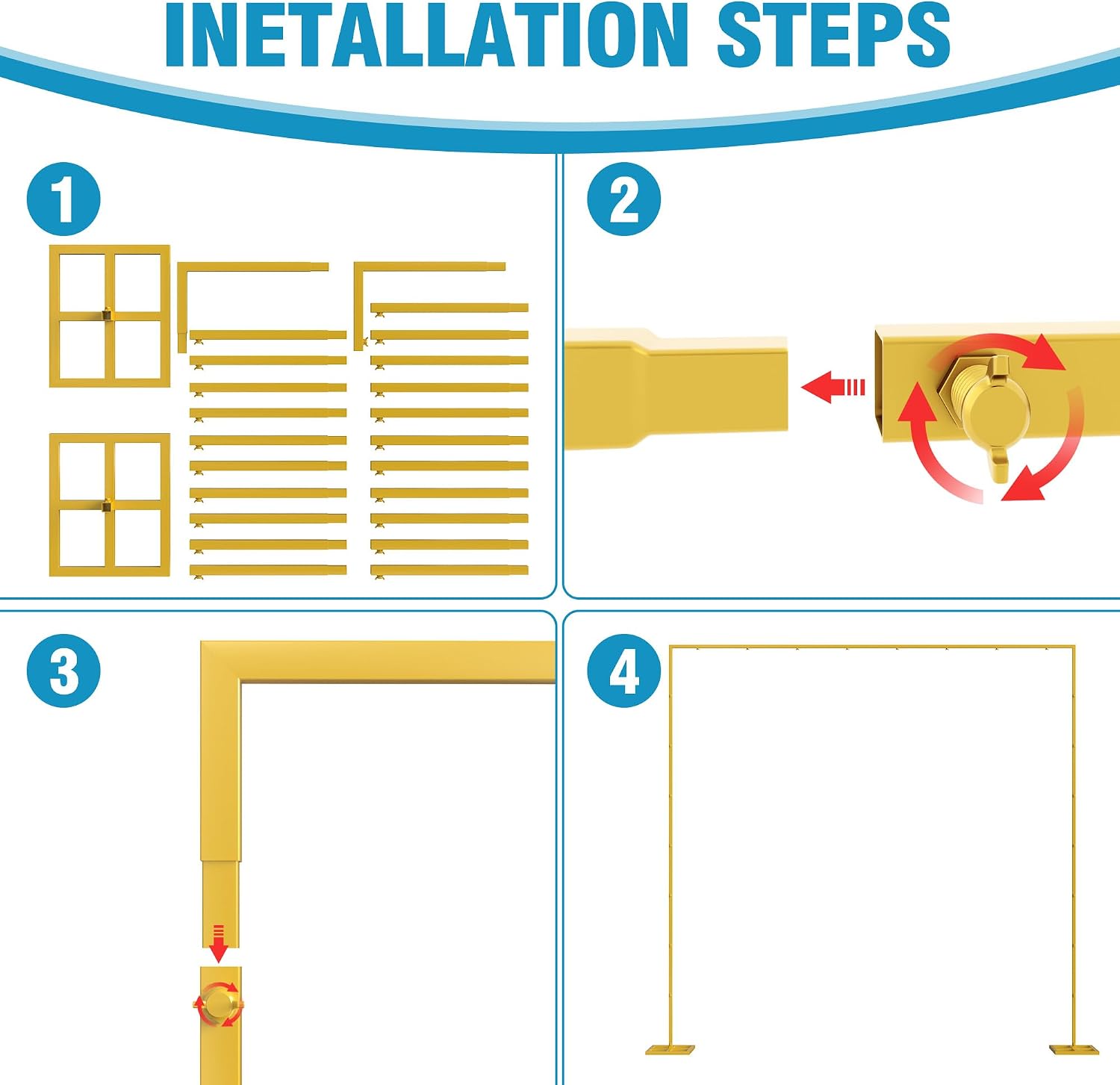 10x10ft Backdrop Stand Heavy Duty Gold Adjustable Pipe and Drape