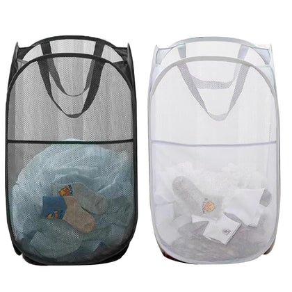 Pack of 2 Pop Up Mesh Laundry Hamper for Cruise, Collapsible Laundry Basket Space Saving, Large Side Pocket, Easy to